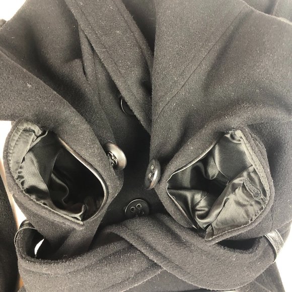 ESPRIT Outwear Black Wool Pea Coat Y2K Whimsigoth Fairy Grunge Timeless - Picture 10 of 17